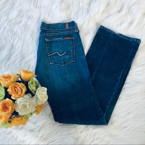 7 For All Mankind Denim - 7 For All Mankind Bootcut Pink Stones Jeans Size 29
